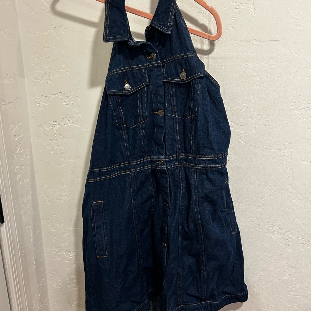 Dark Blue Denim Jumper Dress with pockets Size 20